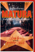 Maturakarte Glamourös – Roter Teppich mit Stern und leuchtenden Schriftzügen