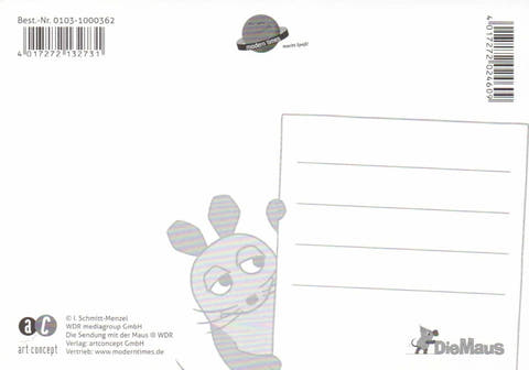Maus - Postkarte Alles Gute zum 1. Schultag