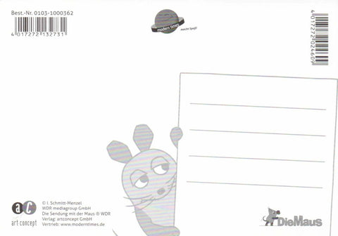 Maus - Postkarte Alles Gute zum 1. Schultag