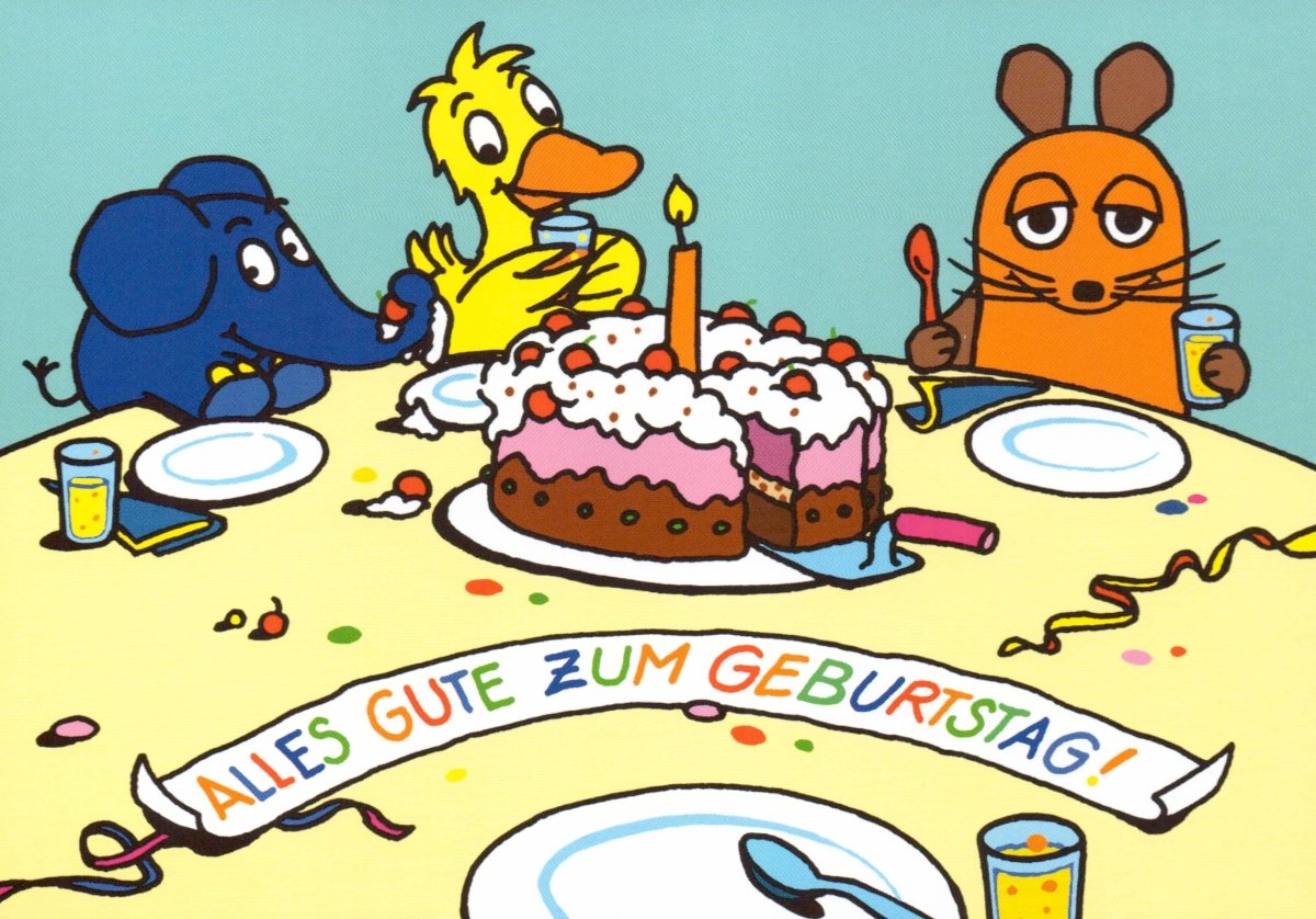 Maus - Postkarte Alles Gute zum Geburtstag