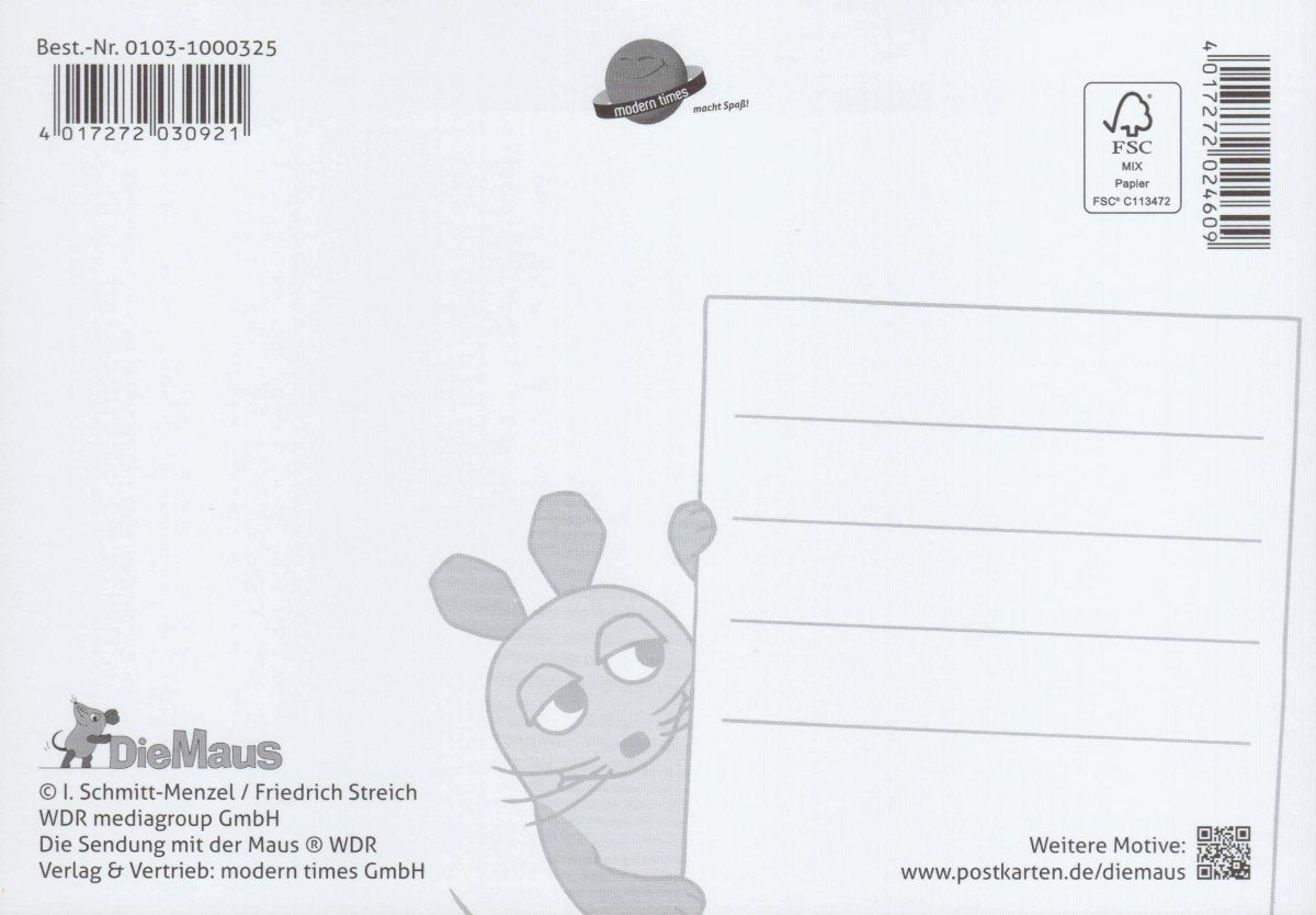 Maus - Postkarte Alles Gute zur Einschulung