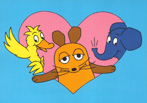 Maus - Postkarte Drei Freunde