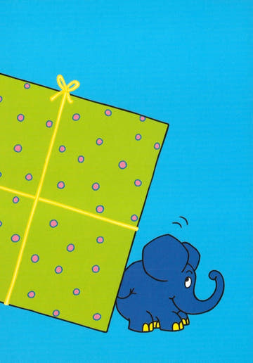 Maus - Postkarte Elefant mit halben Geschenk Teil 2