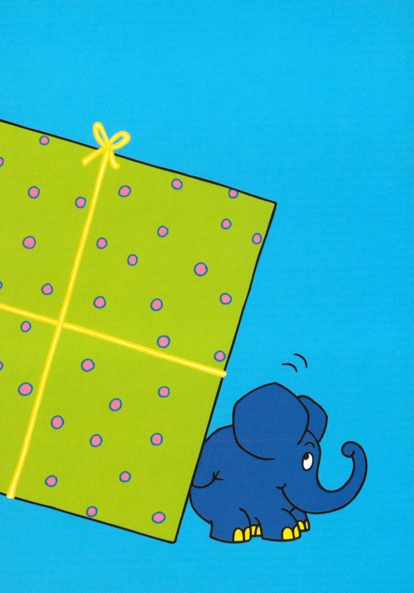 Maus - Postkarte Elefant mit halben Geschenk Teil 2