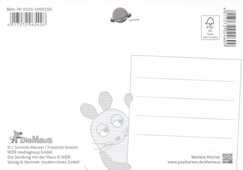 Maus - Postkarte Elefant mit Herz