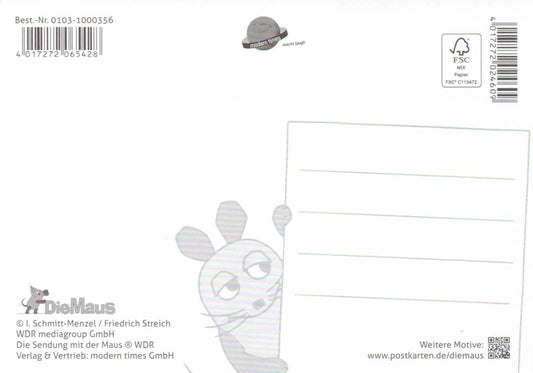 Maus - Postkarte Elefant mit Herz