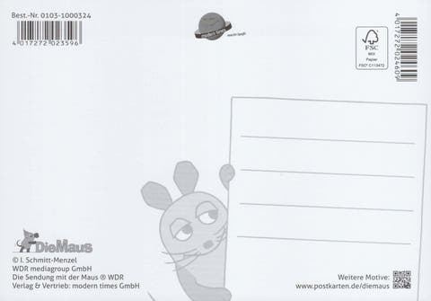 Maus - Postkarte Flugzeug Herzlichen Glückwunsch