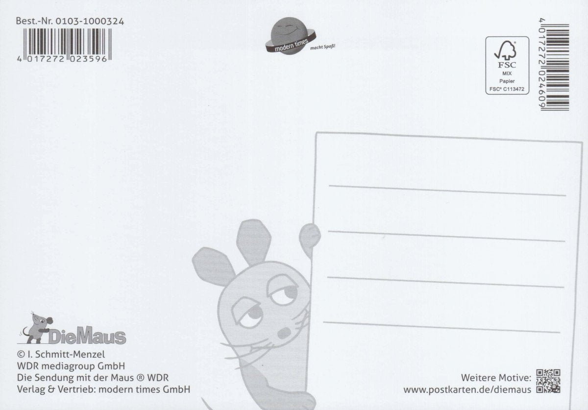 Maus - Postkarte Flugzeug Herzlichen Glückwunsch