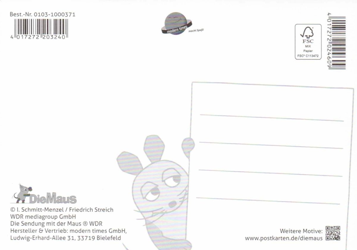 Maus - Postkarte Fröhliche Weihnachten