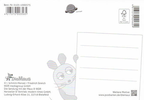Maus - Postkarte Ganz viel Glück zum Geburtstag