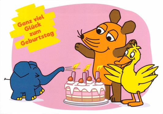 Maus - Postkarte Ganz viel Glück zum Geburtstag