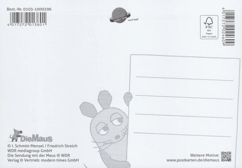 Maus - Postkarte Geburtstag Torte
