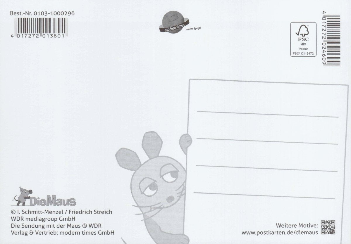 Maus - Postkarte Geburtstag Torte