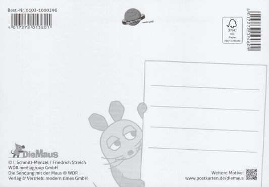 Maus - Postkarte Geburtstag Torte