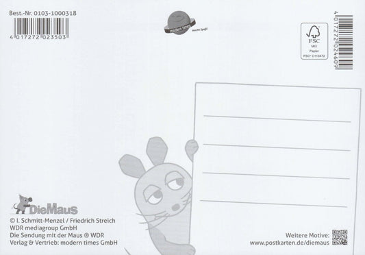 Maus - Postkarte Geburtstagsparty blau