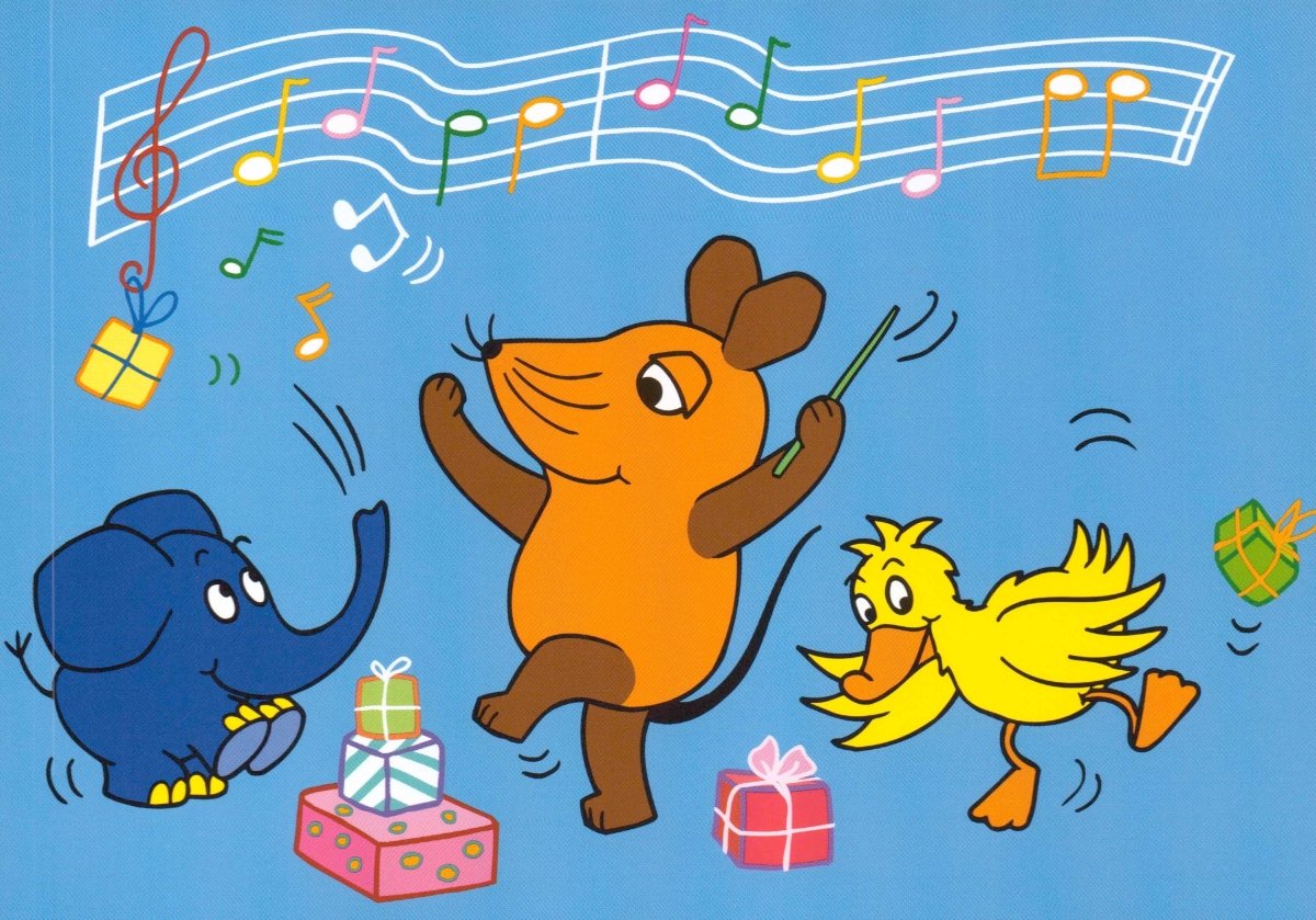 Maus - Postkarte Geburtstagsparty blau