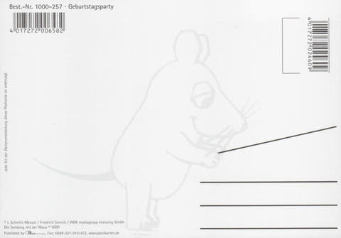 Maus - Postkarte Geburtstagsparty gelb