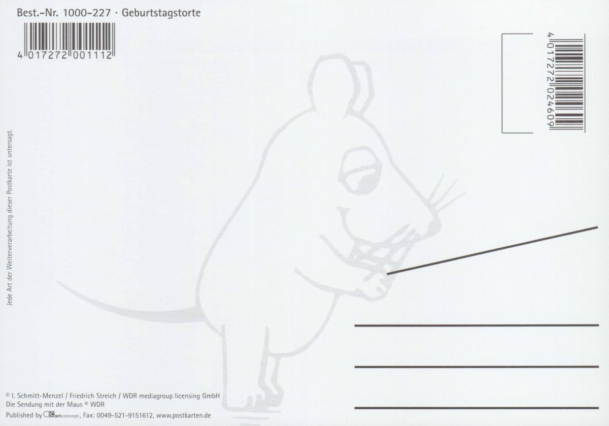 Maus - Postkarte Geburtstagstorte