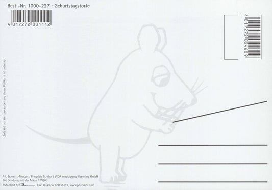 Maus - Postkarte Geburtstagstorte