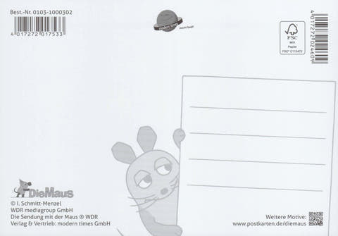Maus - Postkarte Geburtstagstorte mit Maus