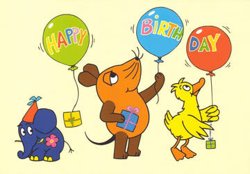 Maus - Postkarte Happy Birthday