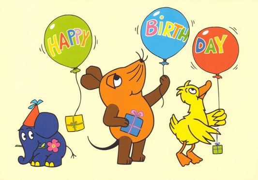 Maus - Postkarte Happy Birthday