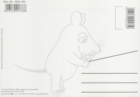 Maus - Postkarte Maus im halben Herz Teil 1