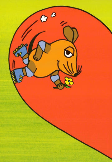 Maus - Postkarte Maus im halben Herz Teil 1