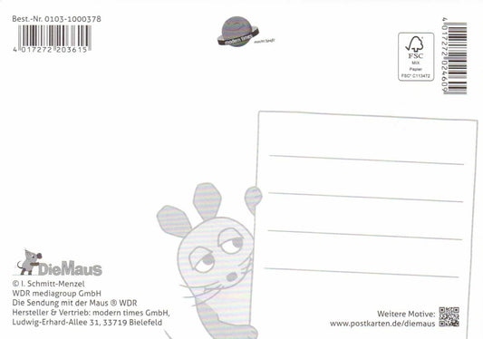 Maus - Postkarte Maus macht Smoothies