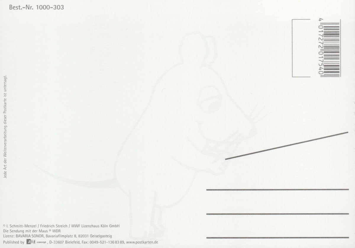Maus - Postkarte Maus mit Elefant und Geschenken
