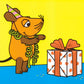 Maus - Postkarte Maus mit Geschenk
