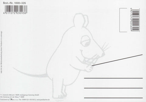 Maus - Postkarte Maus mit Geschenk