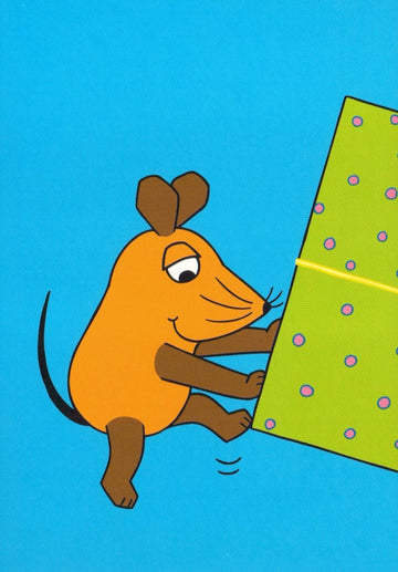 Maus - Postkarte Maus mit halben Geschenk Teil 1