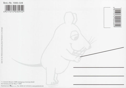 Maus - Postkarte Maus mit Liebesbrief