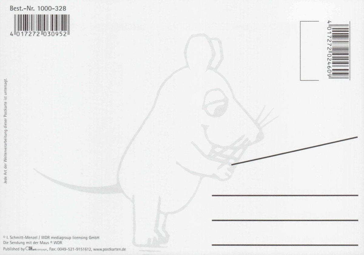Maus - Postkarte Maus mit Liebesbrief