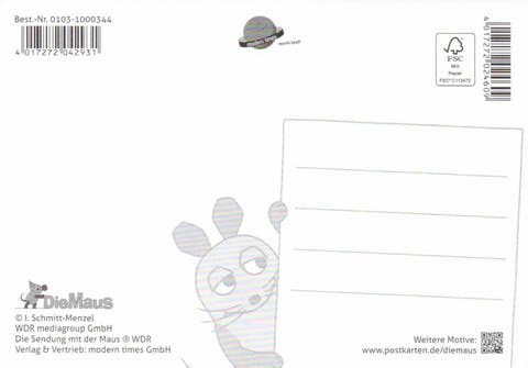 Maus - Postkarte Maus mit Schwimmente