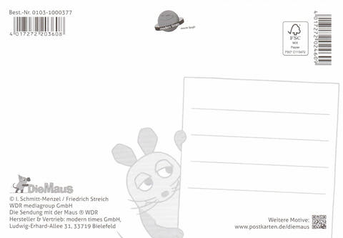 Maus - Postkarte Maus und Elefant mit Eis