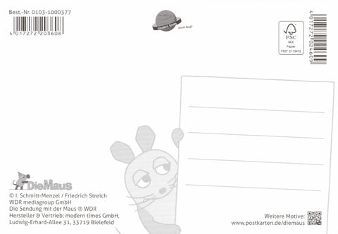 Maus - Postkarte Maus und Elefant mit Eis