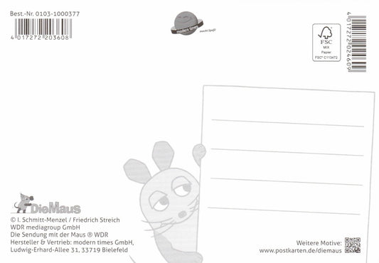 Maus - Postkarte Maus und Elefant mit Eis
