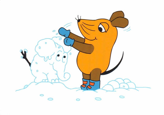 Maus - Postkarte Schnee - Elefant