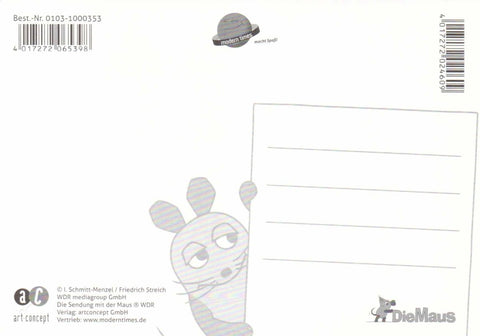 Maus - Postkarte Schnee - Elefant