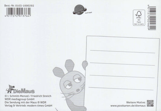 Maus - Postkarte Spruch Herzlichen Glückwunsch