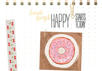 Motivations - Postkarte: "Glücklicher Beginn" - Donut - Motiv, Inspirierende Spruchkarte für Positivität & Humor, Kreative Geschenkidee