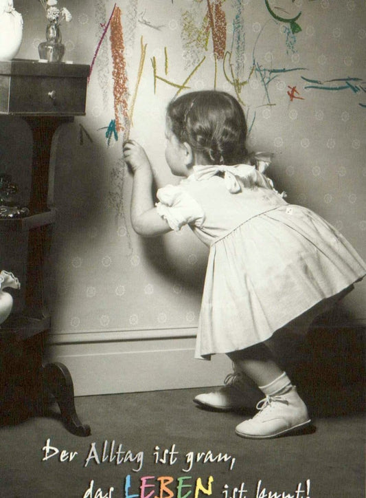 Motivations - Postkarte mit Retro Schuh & Kleid Design - Inspirierende Sprüche, Vintage Stil für kreative Deko und Freude im Alltag