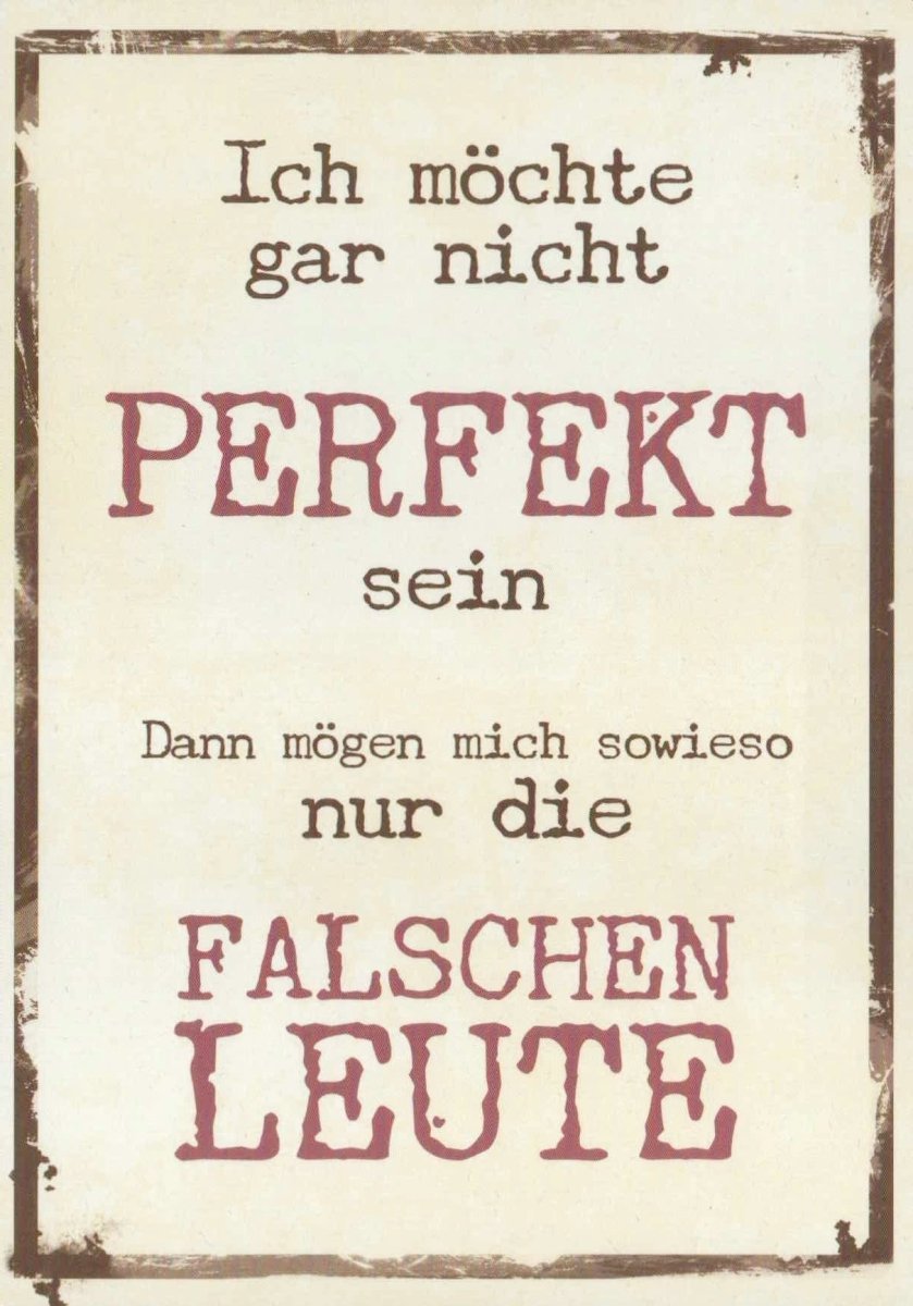 Motivations - Postkarte: "Perfekt ist langweilig" - Vintage Design in Braun Beige, Ironisches Zitat über Selbstakzeptanz, Postkarten - Sprüche