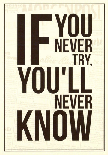 Motivationskarte englisch: If You Never Try - Inspirierende Botschaft für jeden Anlass