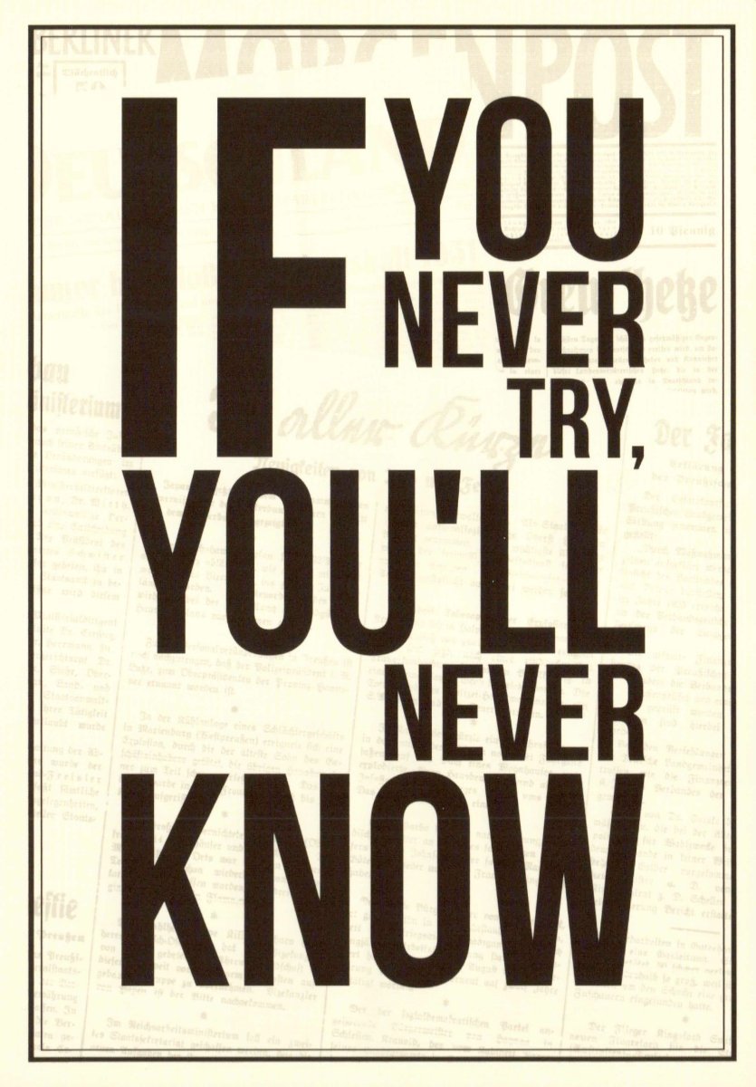 Motivationskarte englisch: If You Never Try - Inspirierende Botschaft für jeden Anlass