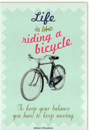 Motivationskarte mit Einstein - Zitat "Leben ist wie Fahrradfahren" – Retro Design für inspirierende Grüße und Papeterie Geschenkidee