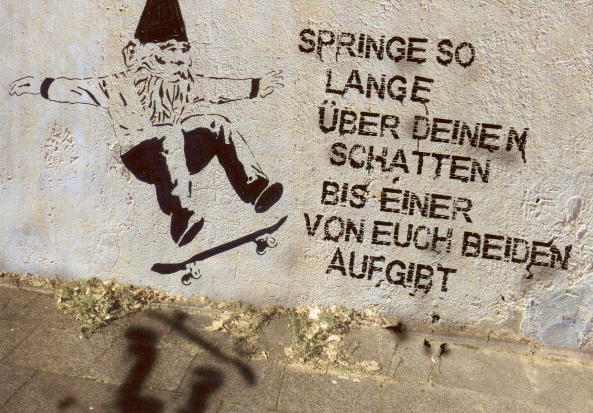 Motivationskarte - Skateboard - Zwerg Streetart, Graffiti - Humor, Urbaner Kunst Wandschmuck, Coole Geschenkidee, Papeterie Sammelobjekt