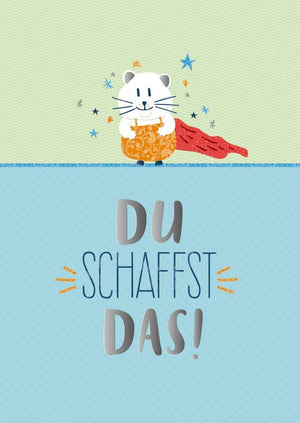 Motivationskarte Superheld Maus mit Folienprägung - Du schaffst das!